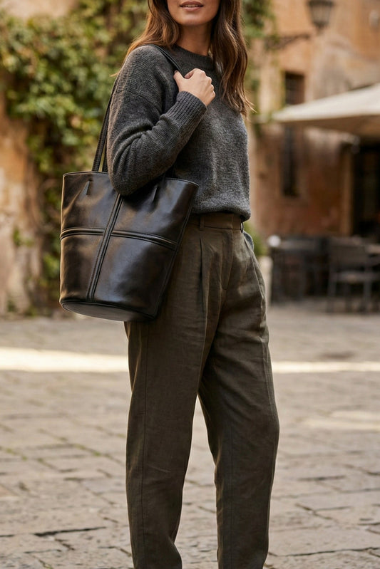 Verona Leather Bucket Tote Bag for Women | 100% Cowhide Shoulder Bag | Hideclusive