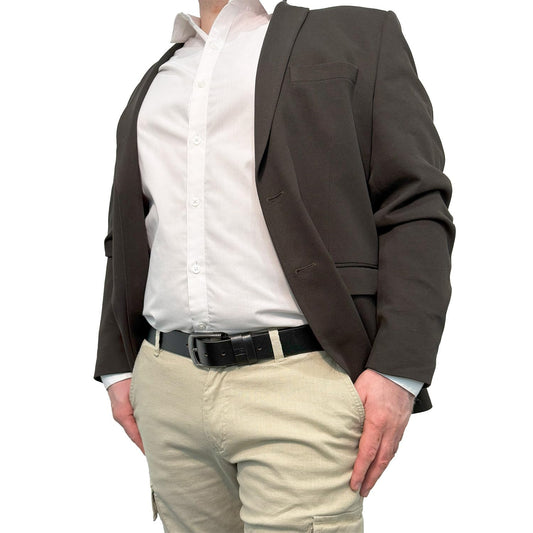 Hideclusive Men's Full-Grain Genuine Leather Belt, 40 MM, Black, Handcrafted, Gun Metal Buckle