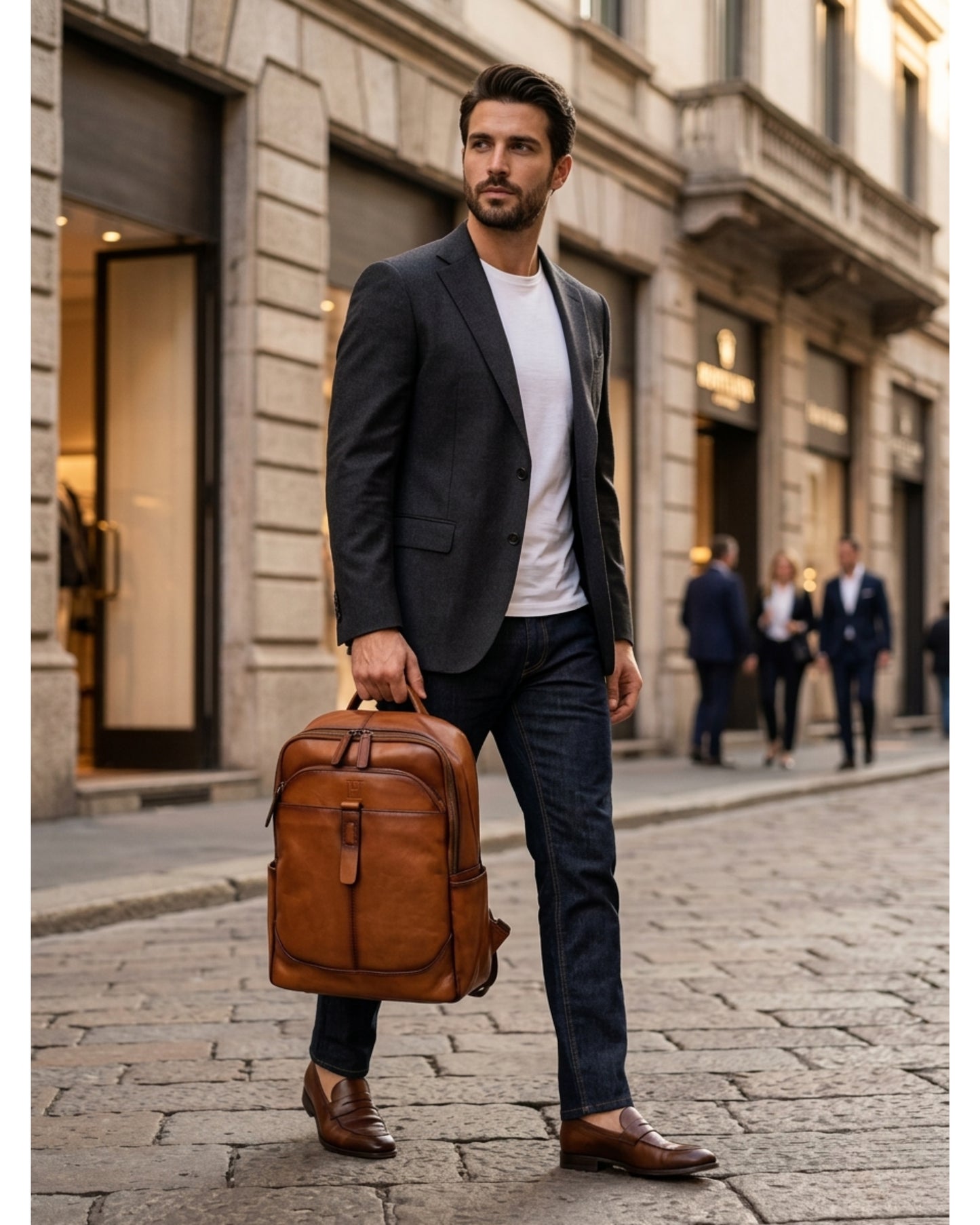 Hideclusive Vintage 100% Genuine Cowhide Leather Business Backpack | Waterproof Daily Commuter | Coffee