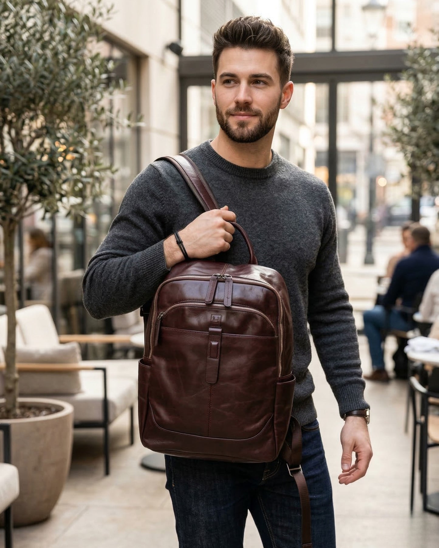Hideclusive Vintage 100% Genuine Cowhide Leather Business Backpack | Waterproof Daily Commuter