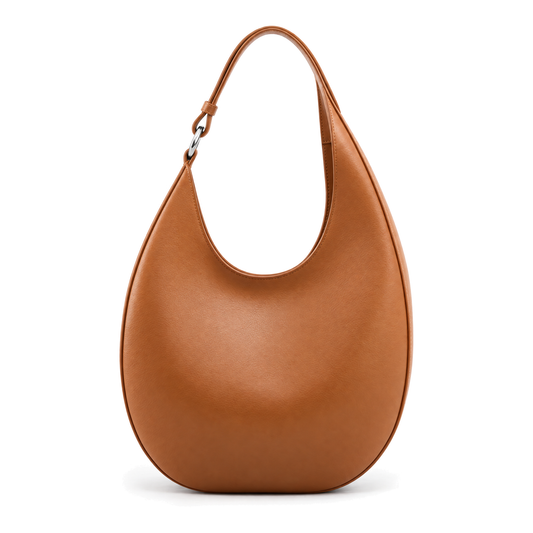 The Luna top-grain leather hobo bag in Brown, front view on white