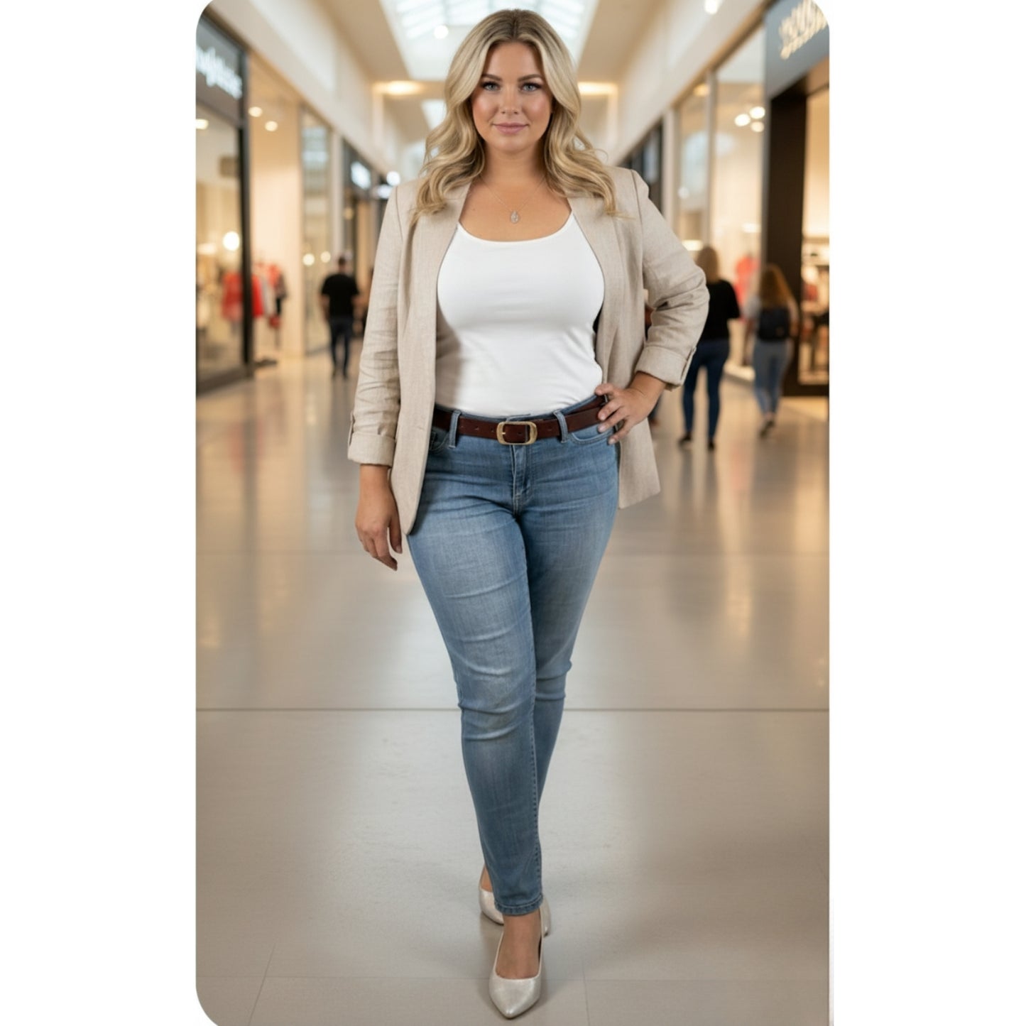 Women's Leather Belt With Stylish Rectangular Buckle