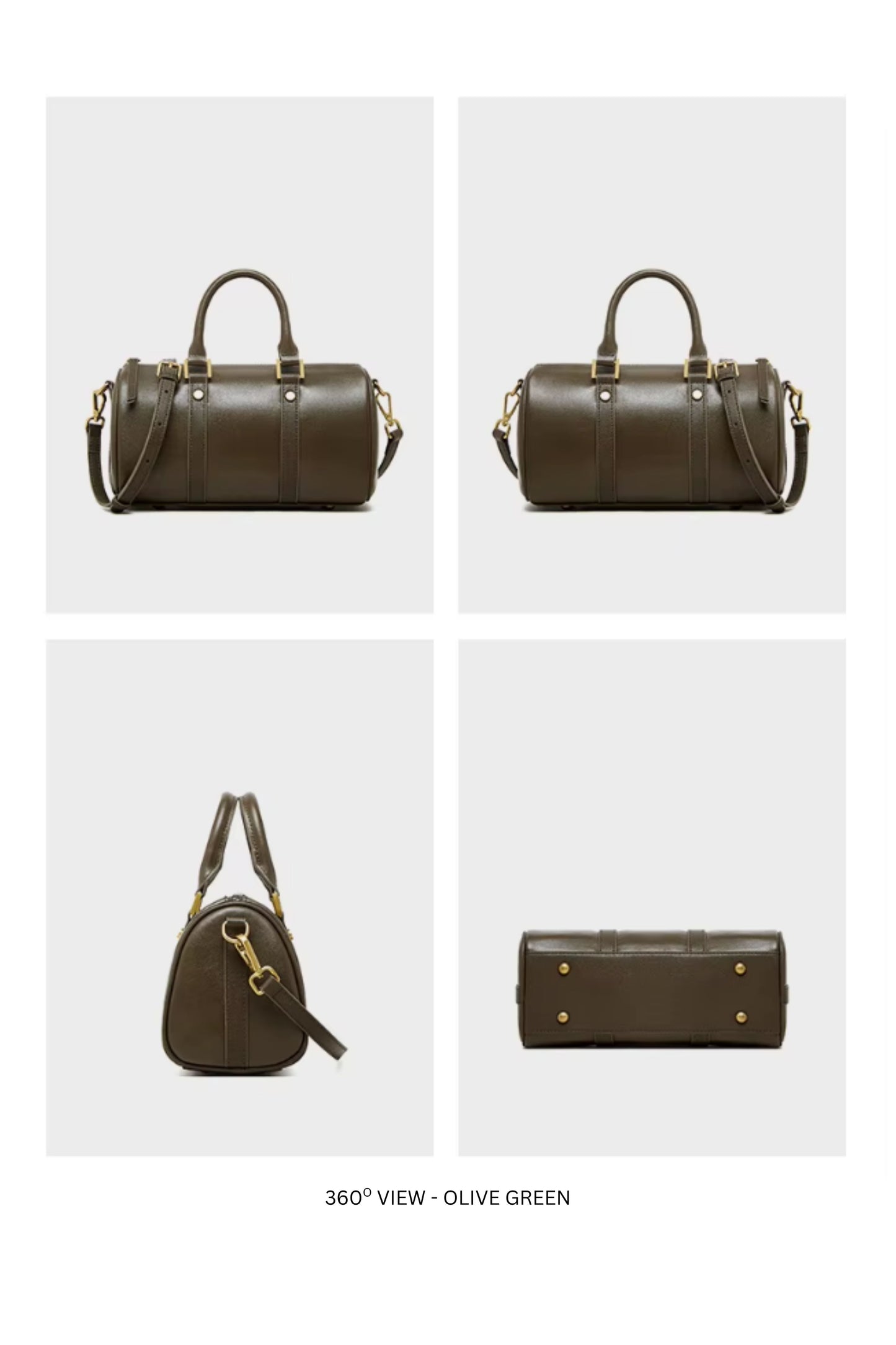 The Duffy - Premium Top Grain Leather Cylinder Duffle Bag - Versatile Women's Work-to-Weekend Crossbody Handbag