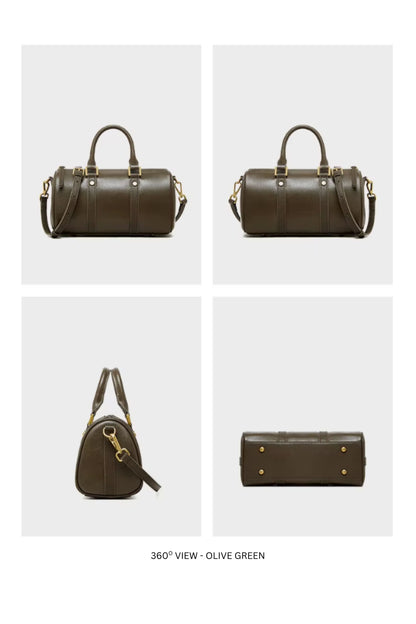 The Duffy Leather Crossbody Bag for Women | Top Grain Cowhide Barrel Bag | Hideclusive