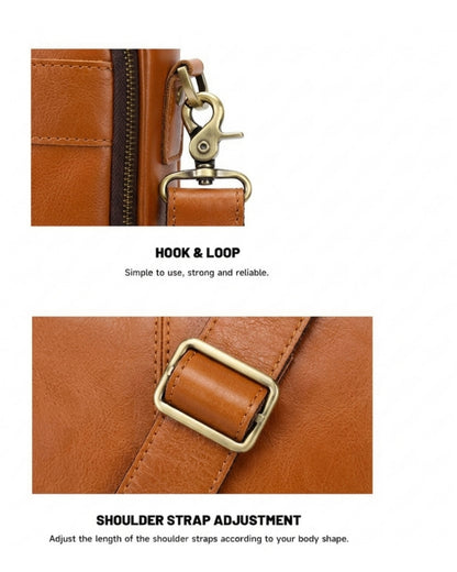 Vintage Leather Messenger Briefcase for Men | 15" Professional Laptop Bag | Hideclusive
