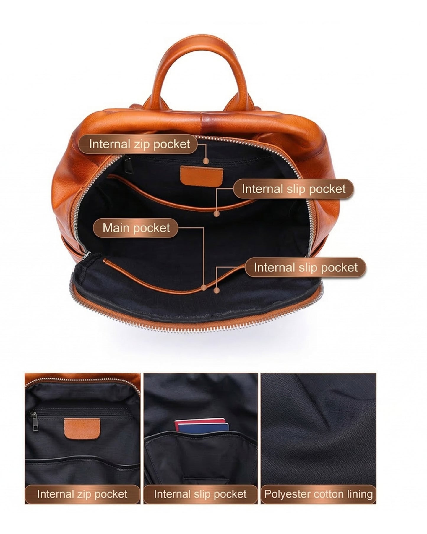 Hideclusive Vintage 100% Genuine Cowhide Leather Business Backpack | Waterproof Daily Commuter