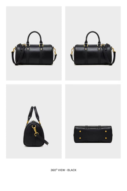 The Duffy Leather Crossbody Bag for Women | Top Grain Cowhide Barrel Bag | Hideclusive