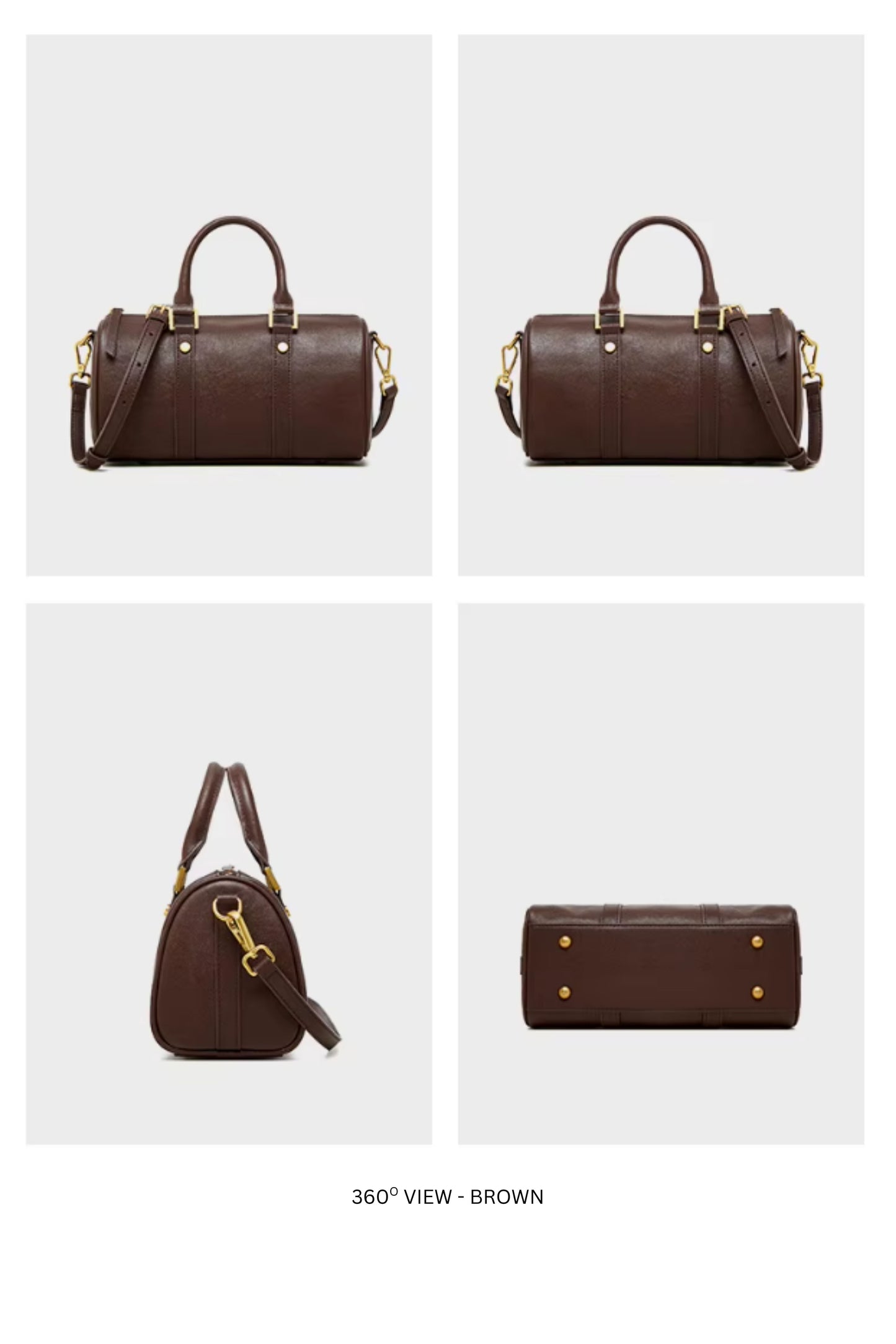 The Duffy - Premium Top Grain Leather Cylinder Duffle Bag - Versatile Women's Work-to-Weekend Crossbody Handbag