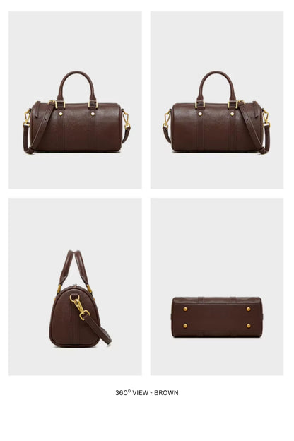 The Duffy Leather Crossbody Bag for Women | Top Grain Cowhide Barrel Bag | Hideclusive