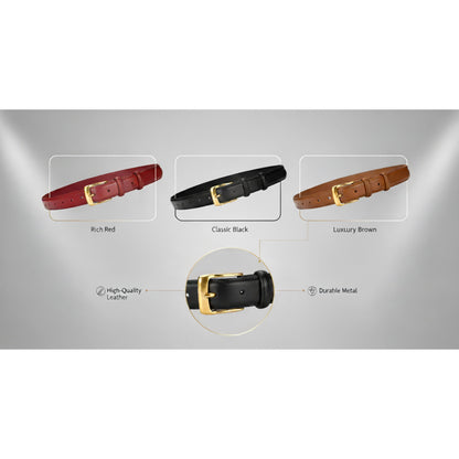 Top-Grain Leather Dress Belt for Women | Gold Buckle | Hideclusive
