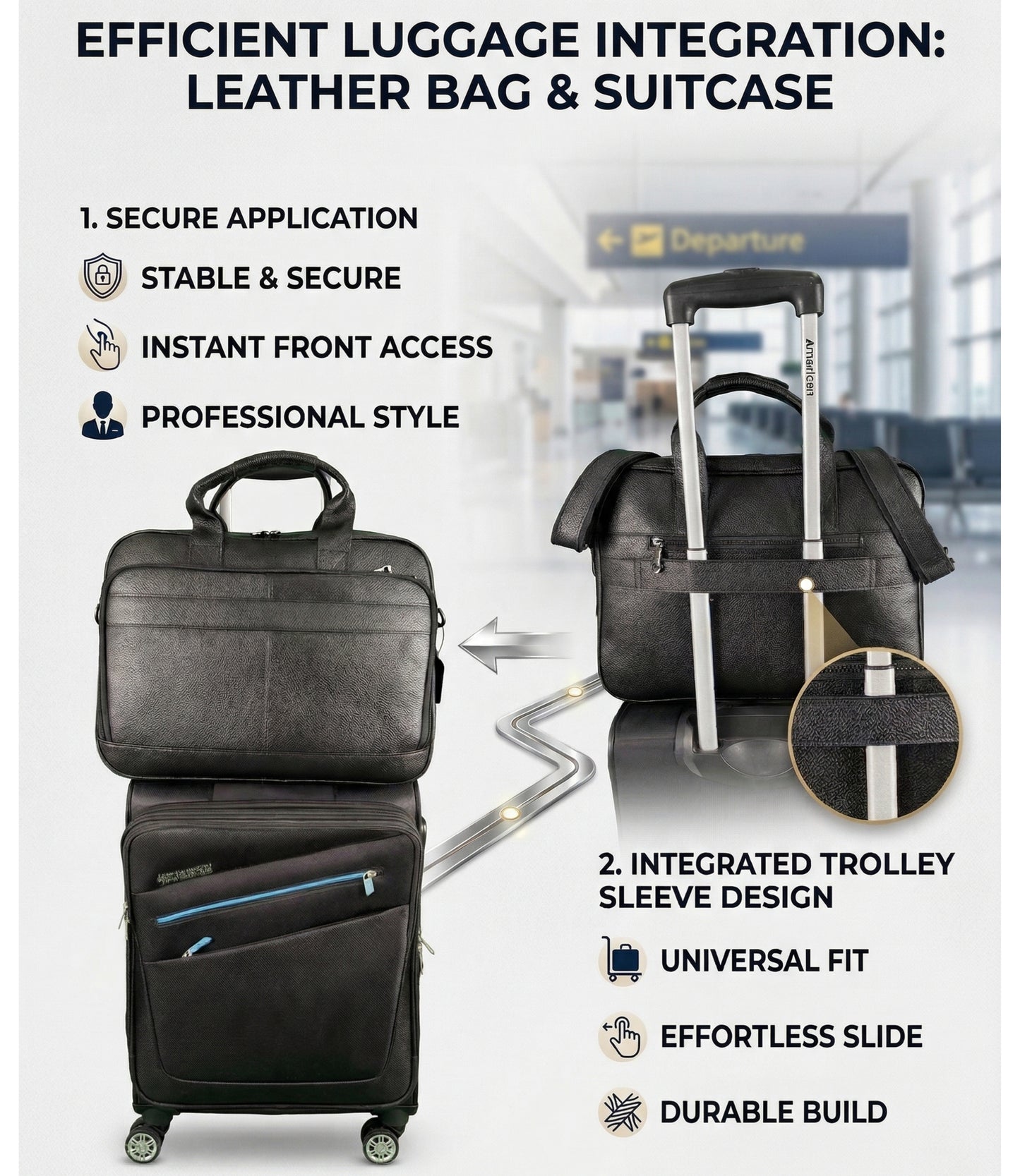 The Executive Genuine Leather Briefcase by Hideclusive | Men's Genuine Leather Briefcase | Premium Laptop Messenger Bag & Travel Portfolio | Coffee | Hideclusive