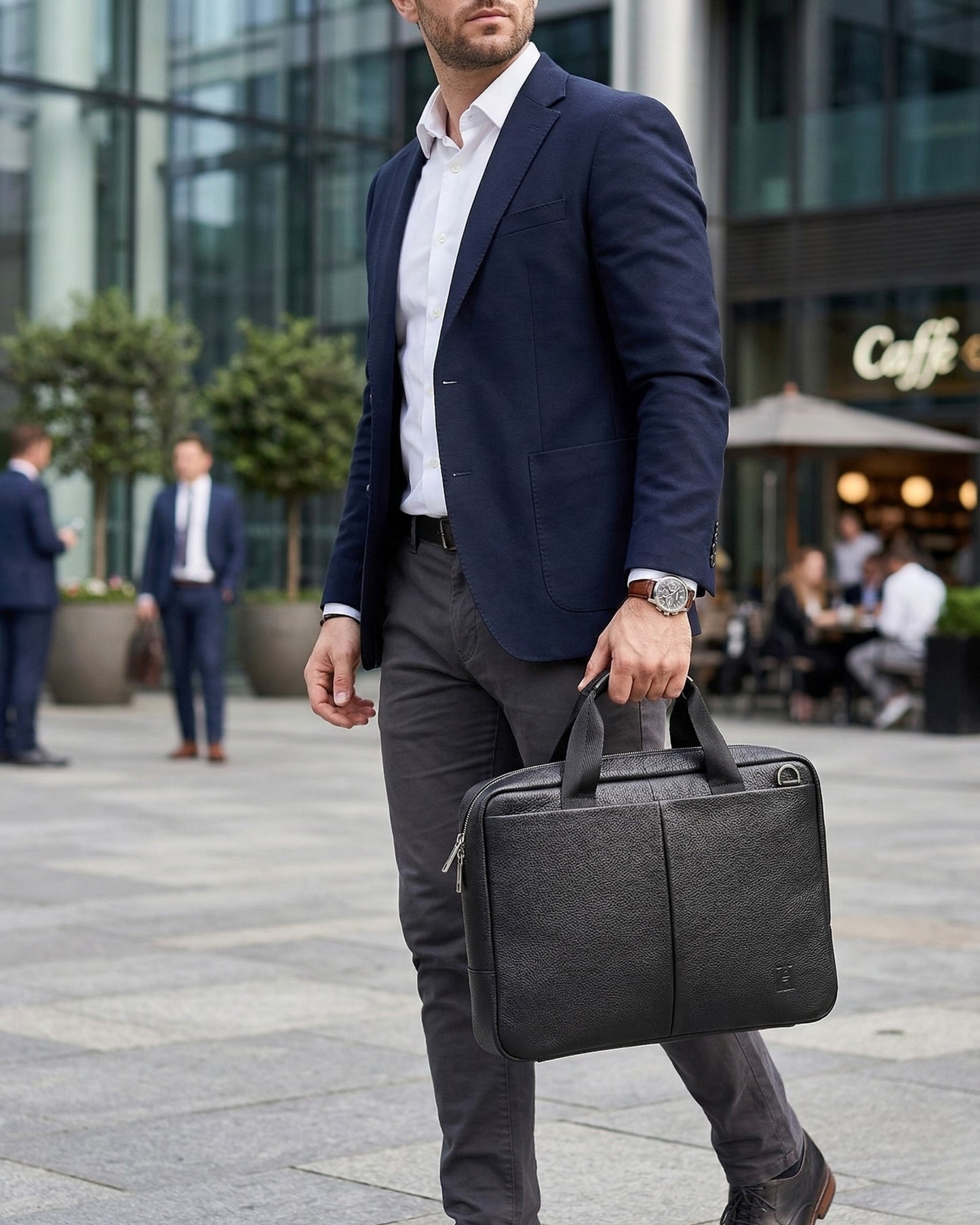 The Manhattan Workbag - Hideclusive Premium Leather Executive Briefcase & Messenger Bag | Fits 15" Laptop | Coffee
