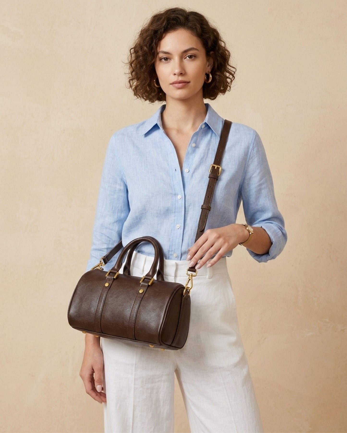 The Duffy - Premium Top Grain Leather Cylinder Duffle Bag - Versatile Women's Work-to-Weekend Crossbody Handbag