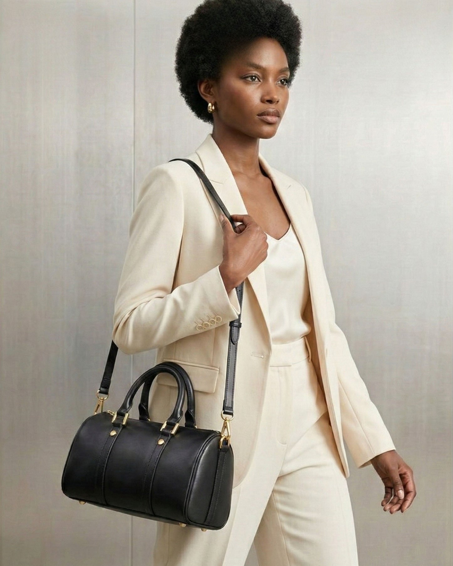 The Duffy - Premium Top Grain Leather Cylinder Duffle Bag - Versatile Women's Work-to-Weekend Crossbody Handbag