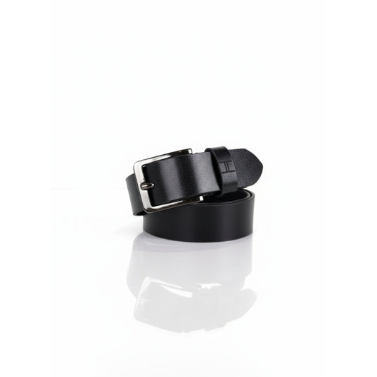 Hideclusive Premium Full-Grain Genuine Leather Belt, Handcrafted, Black, Chrome Buckle, Buff Leather, 40mm Width