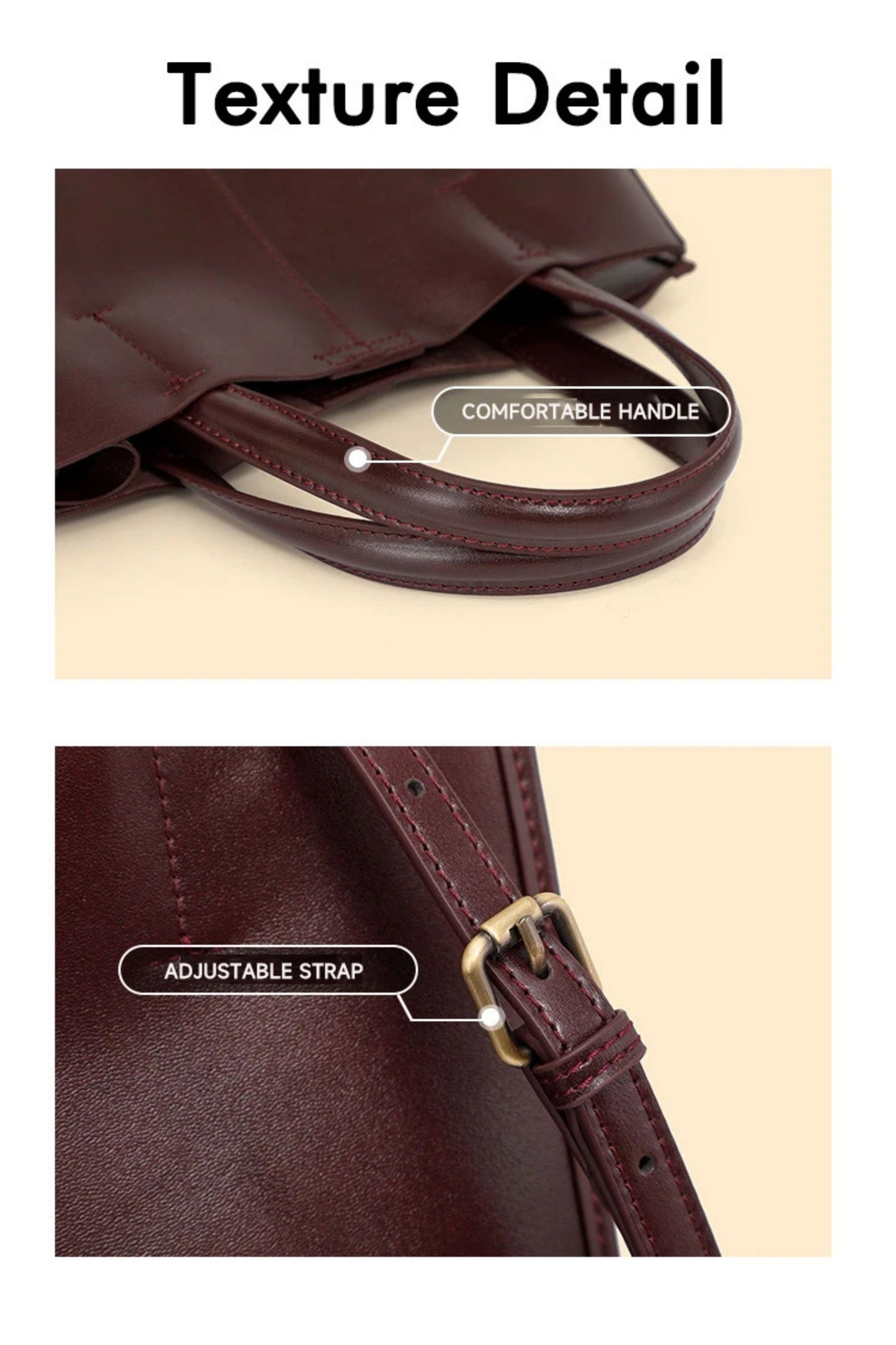 The Vesper Leather Tote | Genuine Cowhide Structured Shoulder Bag