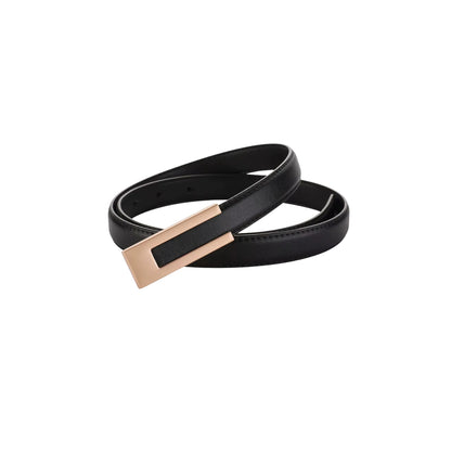 Black belt with a gold buckle on a white background