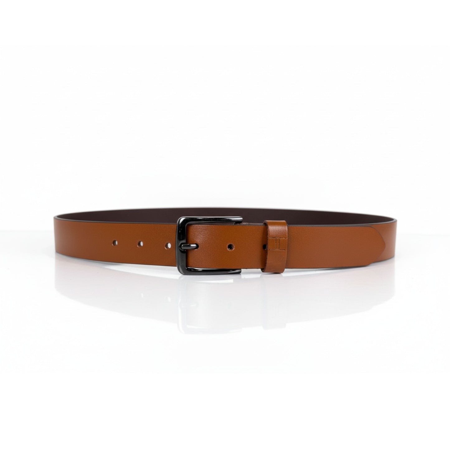 Hideclusive Men's Full-Grain Leather Belt, 40 MM, Tan Brown, Handcrafted Buff Leather with Chrome Buckle