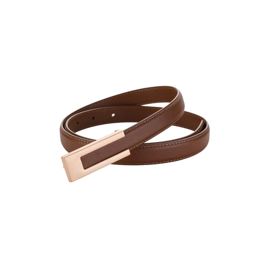 Hideclusive Women's Thin Leather Belt with U-Buckle