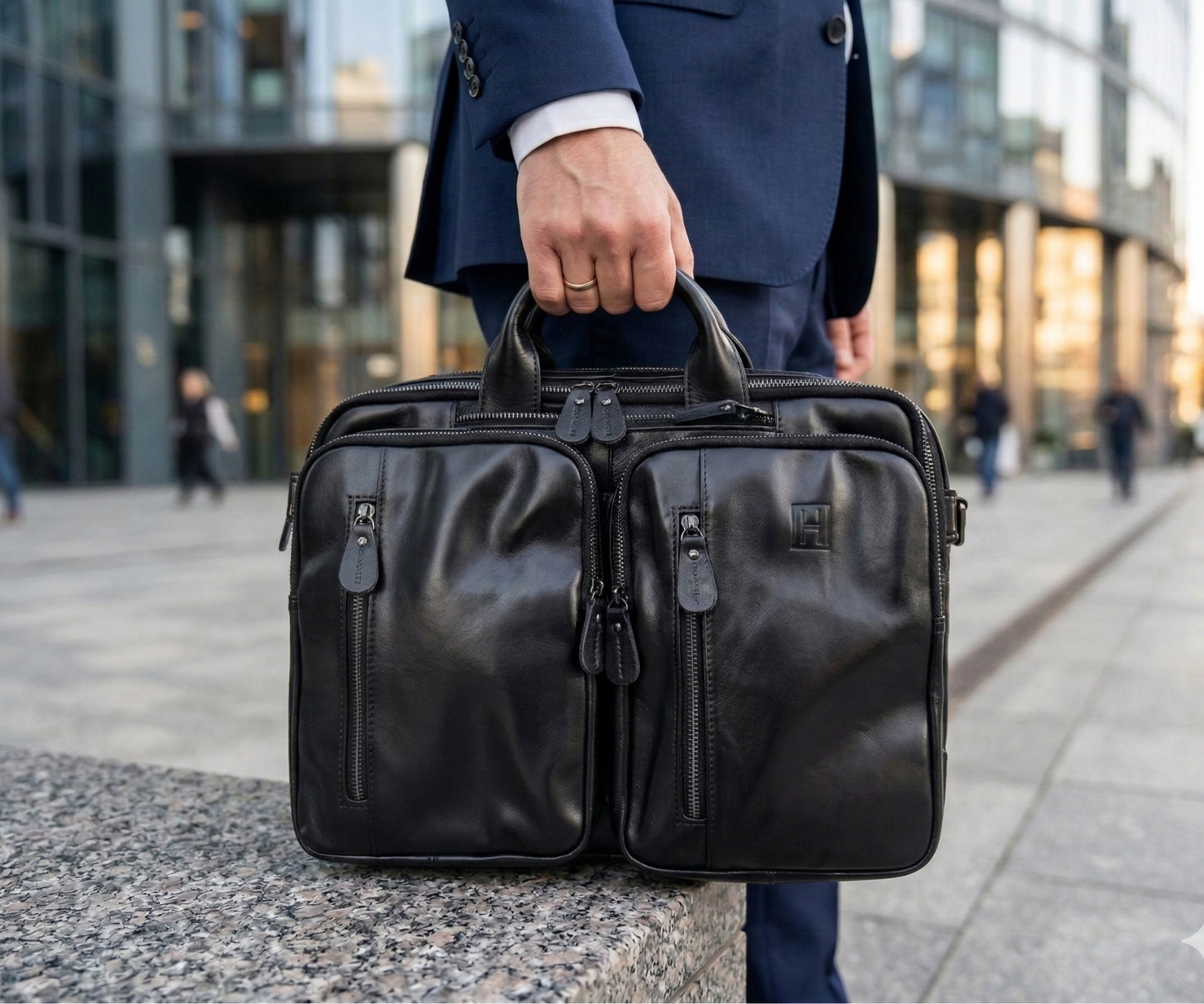 The Hideclusive Urban Convertible Briefcase | Men's Genuine Leather Convertible Briefcase Backpack | Laptop Bag