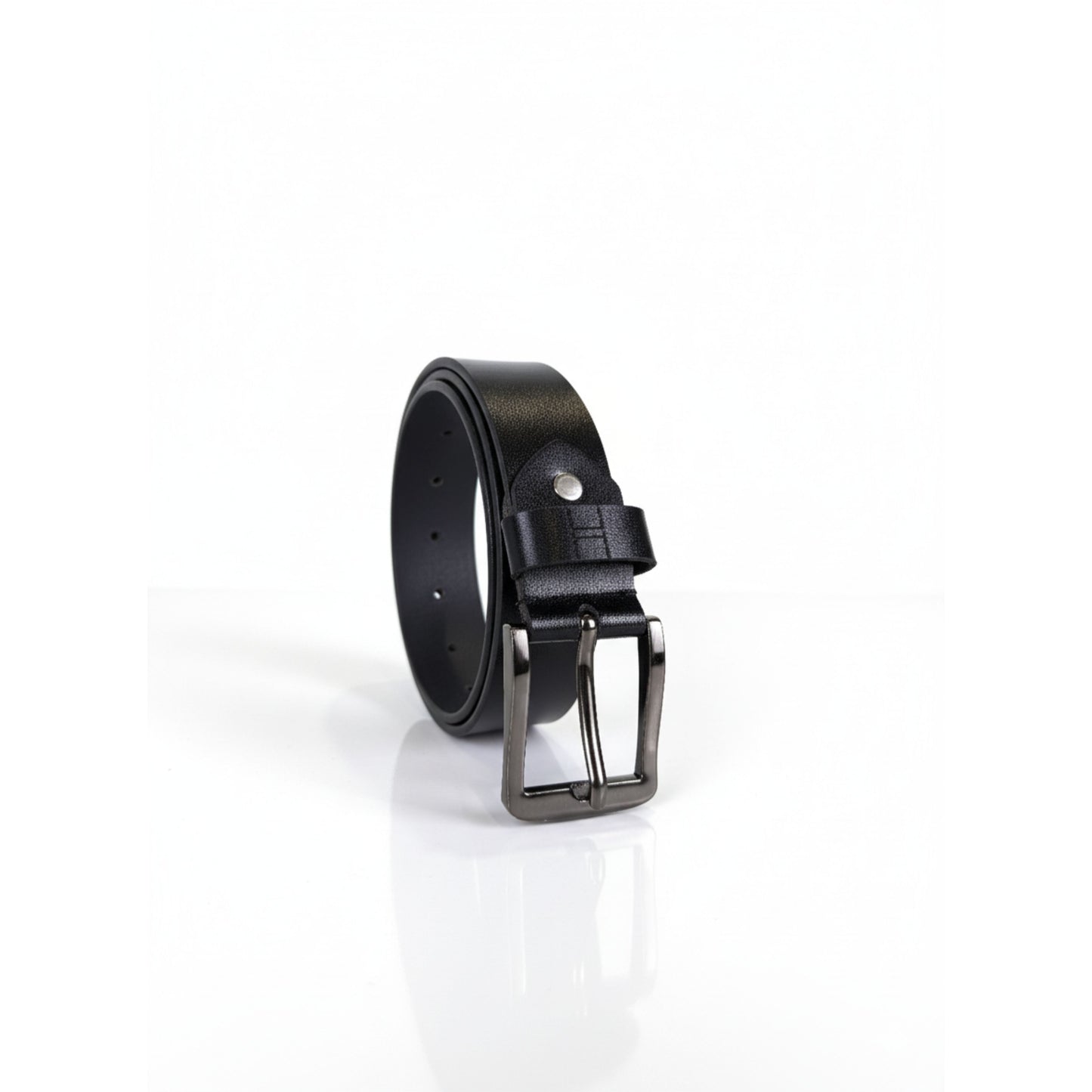 Hideclusive Premium Full-Grain Genuine Leather Belt, Handcrafted, Black, Chrome Buckle, Buff Leather, 40mm Width