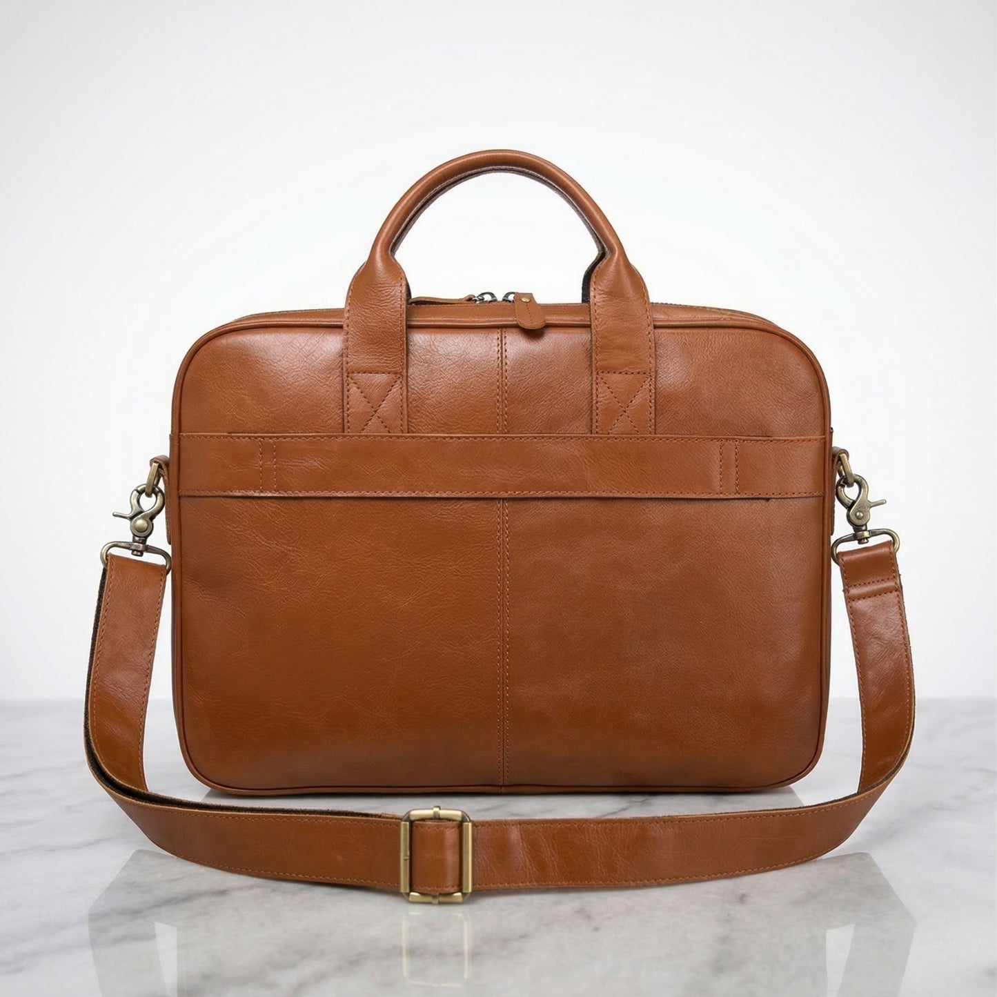 Hideclusive Vintage Leather Men's Briefcase – 15" Professional Laptop Messenger Bag