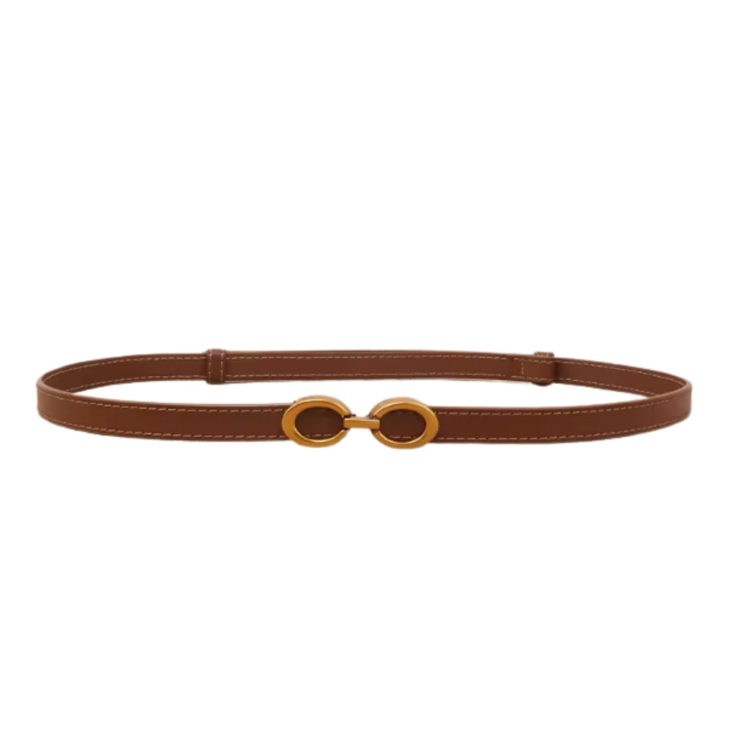 Aura Infinity Genuine Leather Belt for Dresses & Jeans - Women Skinny Cowhide Adjustable Waist Strap 1.4cm Thin Dress Belt Black Caramel Red