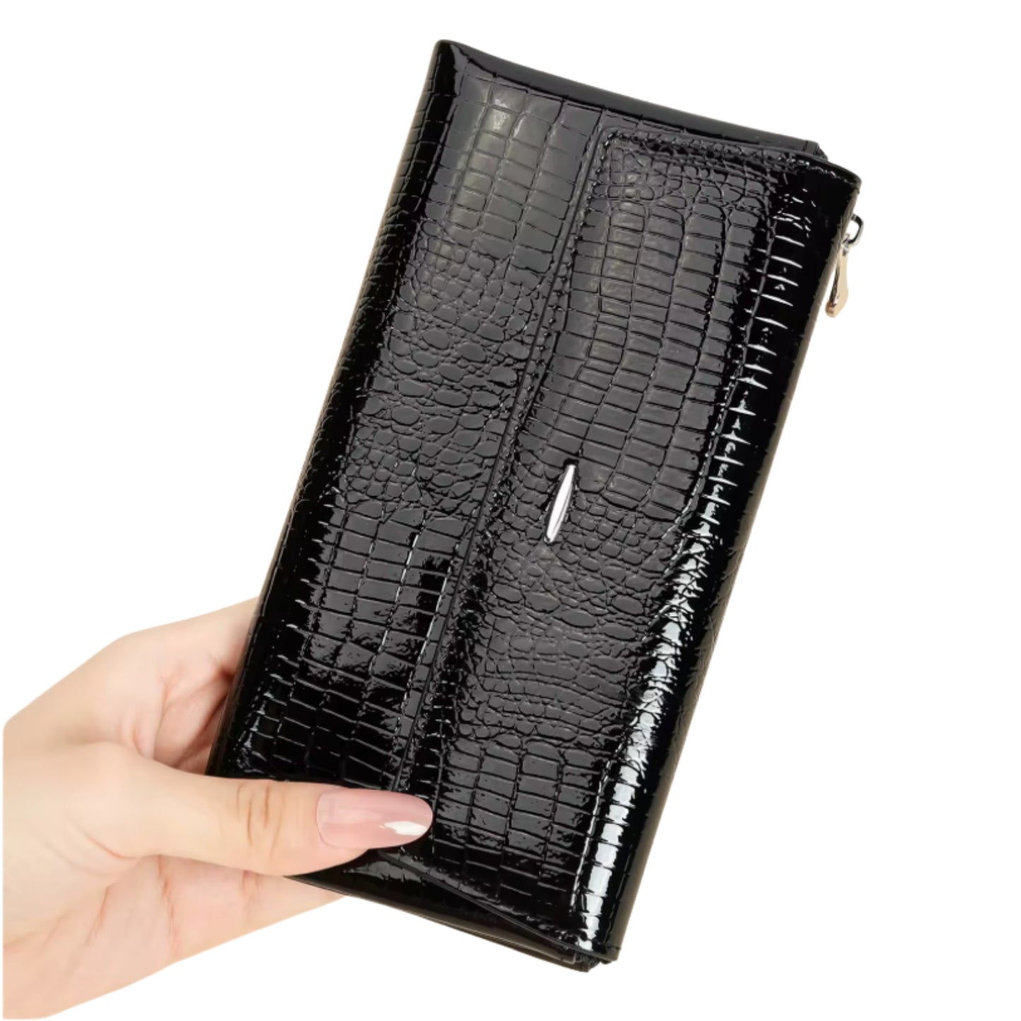 Hideclusive Women's Luxury Crocodile Embossed Leather Long Wallet & Clutch