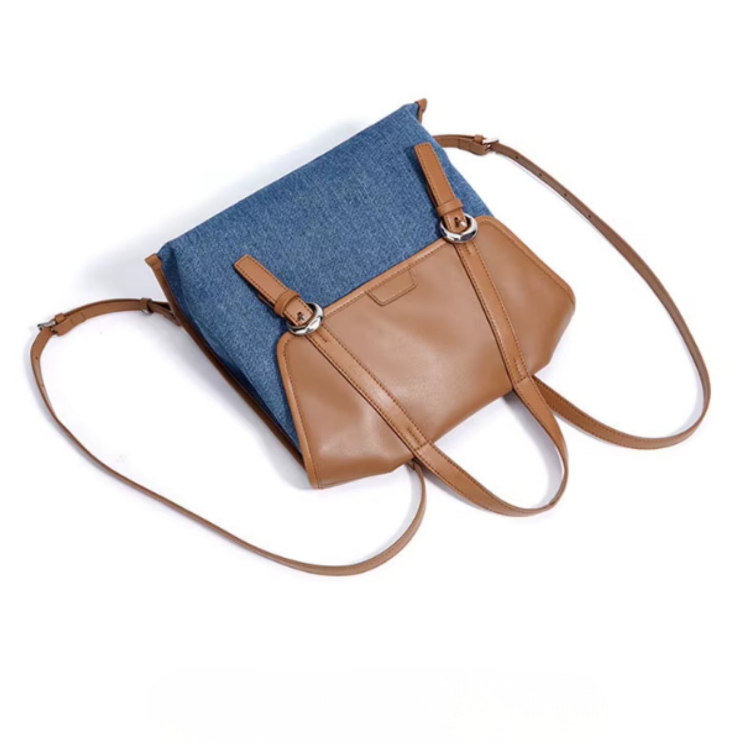 The Urban Voyager Backpack Tote - 100% Cowhide Leather & Denim Convertible Backpack Tote | Women's Top Handle Handbag