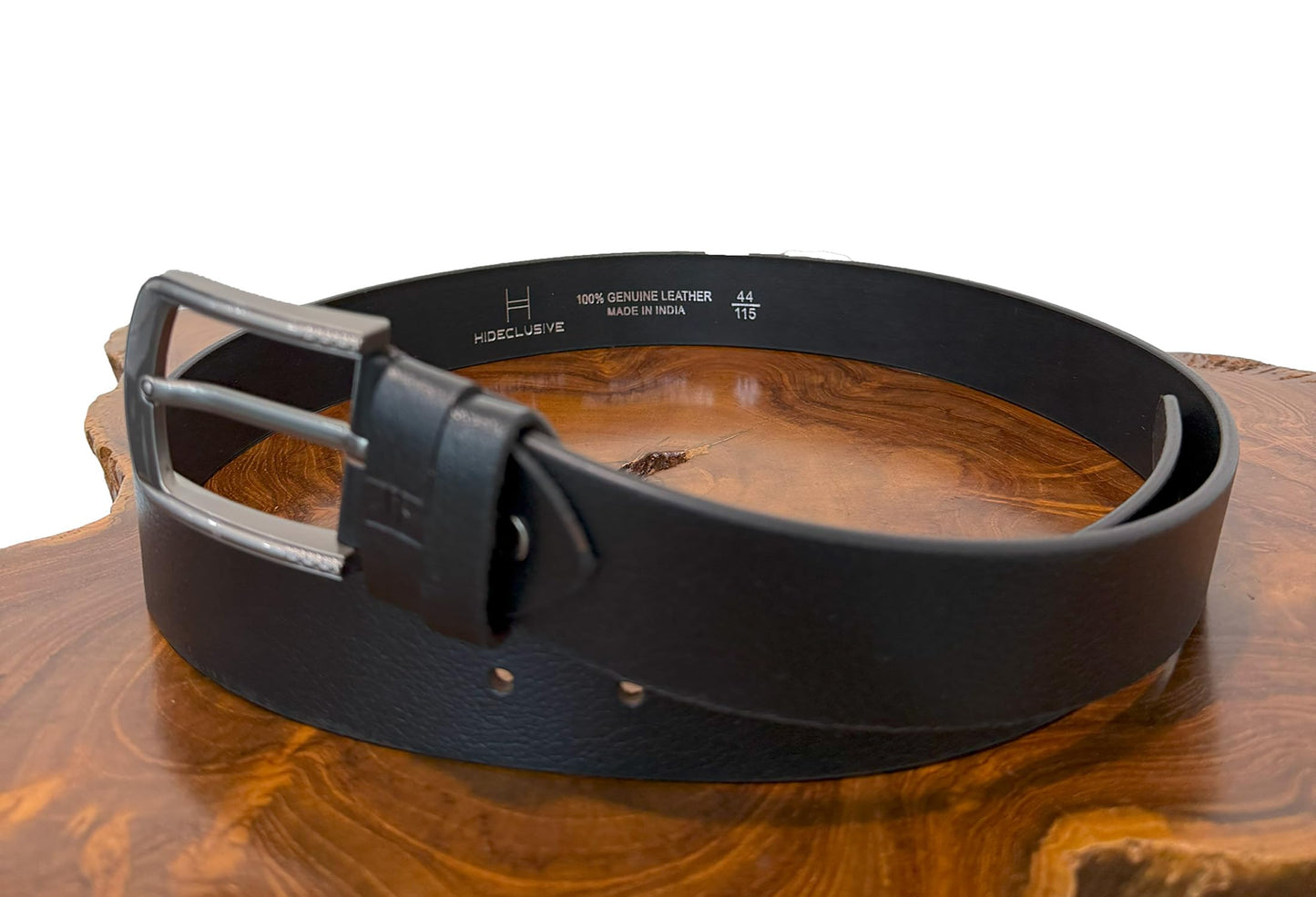 Hideclusive Men's Full-Grain Genuine Leather Belt, 40 MM, Black, Handcrafted, Gun Metal Buckle