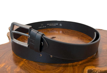 Full-Grain Leather Belt for Men | 40mm | Black | Gun Metal Buckle | Hideclusive