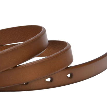 Top-Grain Leather Skinny Belt for Women | Rounded Gold Buckle | Cowhide | Hideclusive
