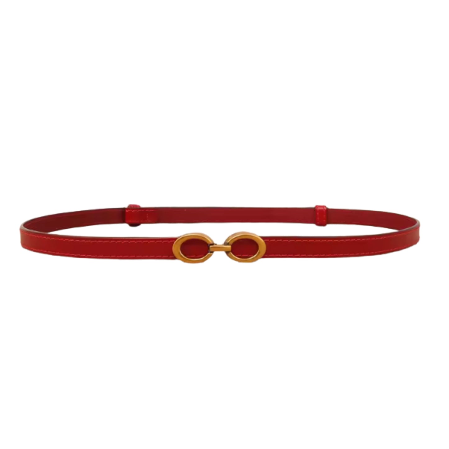 Aura Infinity Genuine Leather Belt for Dresses & Jeans - Women Skinny Cowhide Adjustable Waist Strap 1.4cm Thin Dress Belt Black Caramel Red