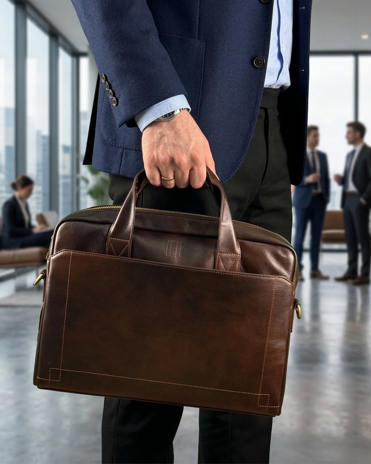 The Hideclusive Premium Men's Executive Leather Briefcase | Laptop Messenger Bag & Office Handbag