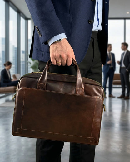 Men's Leather Executive Briefcase | Genuine Leather Messenger Laptop Bag | Hideclusive