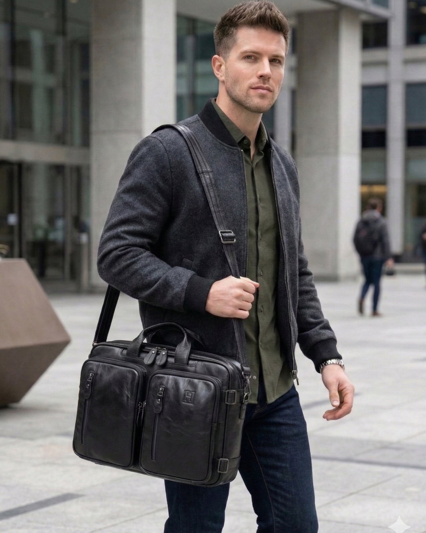 The Hideclusive Urban Convertible Briefcase | Men's Genuine Leather Convertible Briefcase Backpack | Laptop Bag