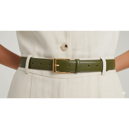 Top-Grain Leather Dress Belt for Women | Gold Buckle | Hideclusive