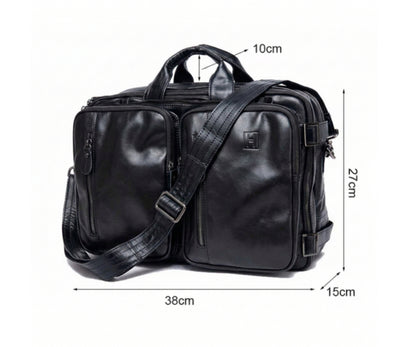 Men's Leather Convertible Briefcase Backpack | Genuine Leather 15" Laptop Bag | Hideclusive