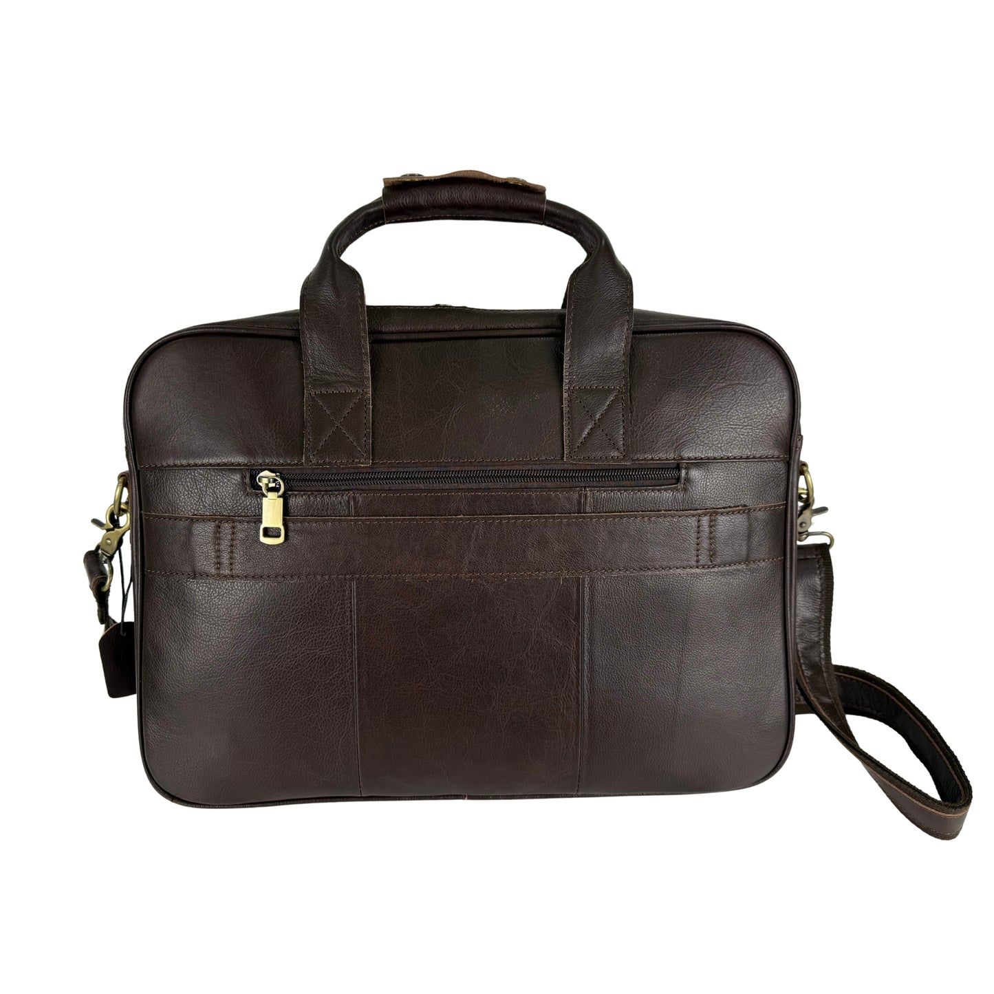 The Executive Genuine Leather Briefcase by Hideclusive | Men's Genuine Leather Briefcase | Premium Laptop Messenger Bag & Travel Portfolio | Coffee | Hideclusive
