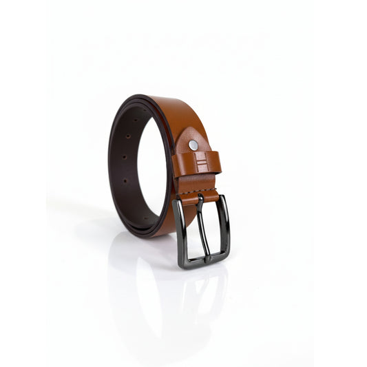 Hideclusive Men's Full-Grain Leather Belt, 40 MM, Tan Brown, Handcrafted Buff Leather with Chrome Buckle