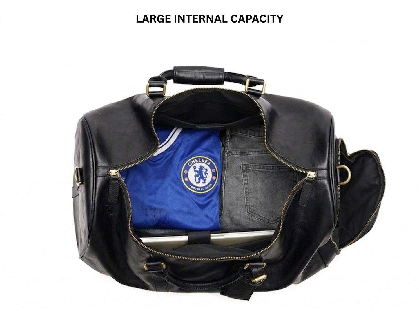 The Weekender - Hideclusive Men's Crazy Horse Leather Travel Duffel Bag | Crazy Horse Leather Weekender with Shoe Compartment | Large Carry-On Luggage (60cm)