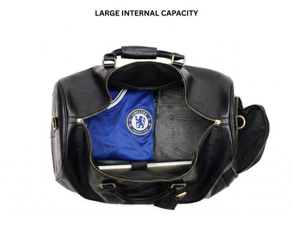 Men's Leather Travel Duffle Bag | Crazy Horse Cowhide Weekender with Shoe Compartment | Hideclusive