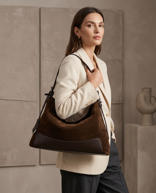 The Luxury Suede Hobo Bag for Women | Frosted Cowhide Leather | Hideclusive