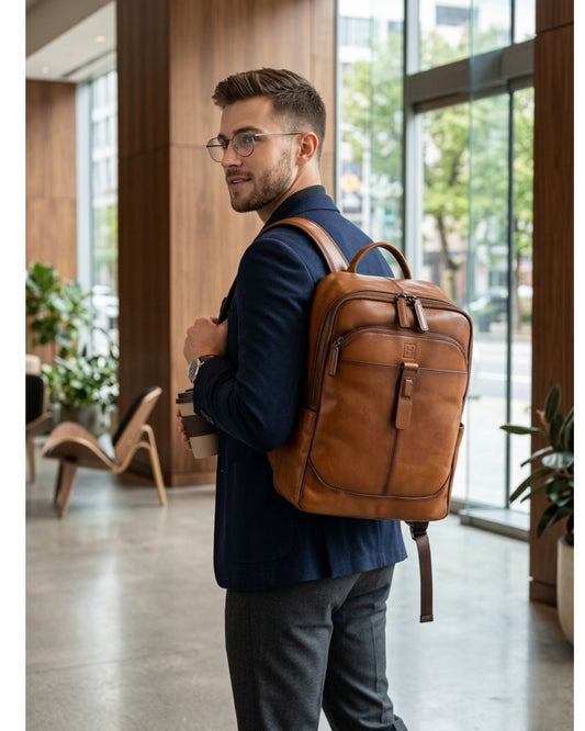 Hideclusive Vintage 100% Genuine Cowhide Leather Business Backpack | Waterproof Daily Commuter