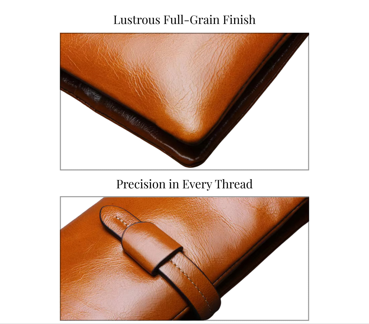 Hideclusive Women’s Signature Oil Wax Cowhide Leather Clutch – Premium Long Wallet & Purse