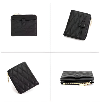 Quilted Leather Wallet for Women | 7 Card Slots & Zipper Pocket | Hideclusive
