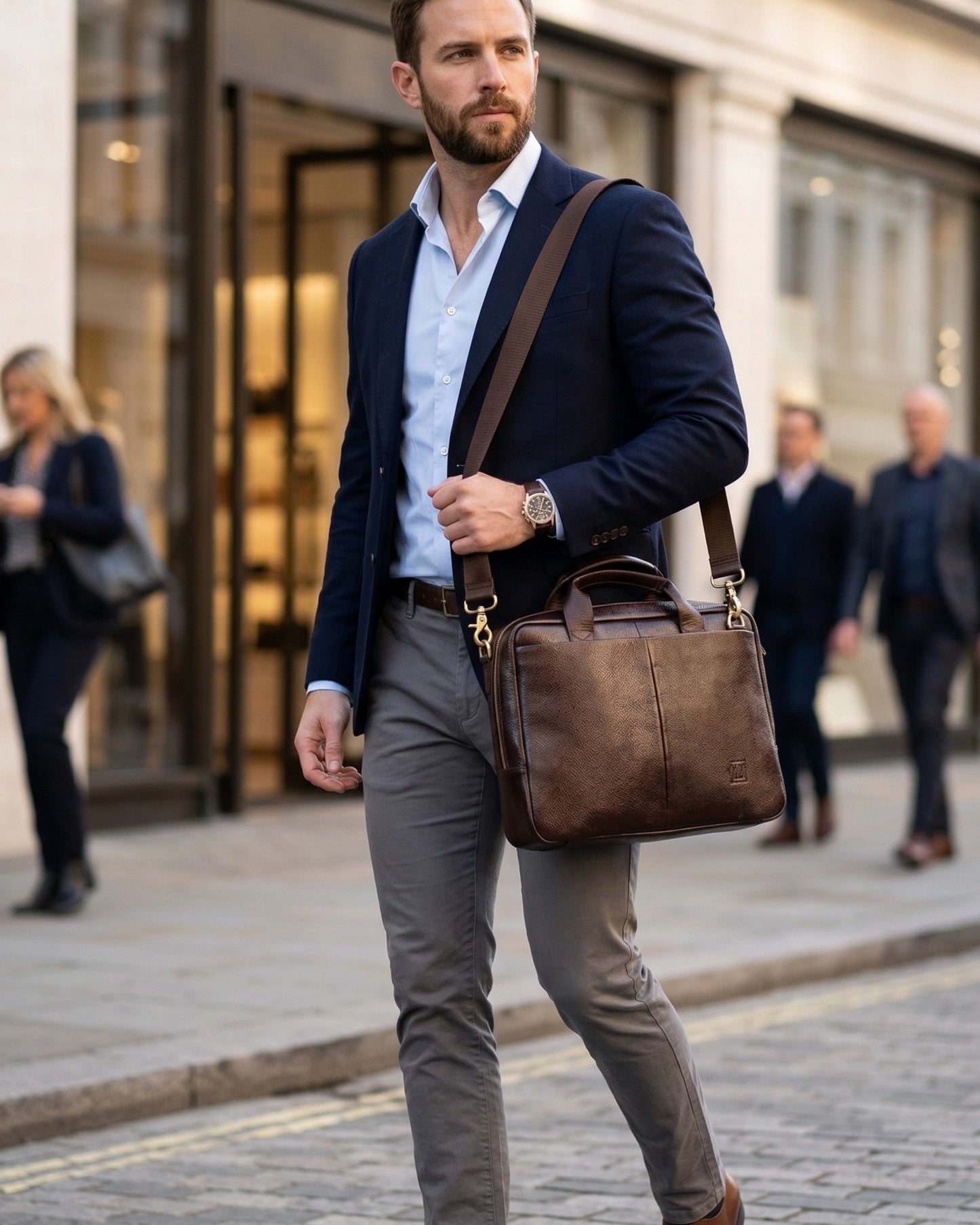 The Manhattan Workbag - Hideclusive Premium Leather Executive Briefcase & Messenger Bag | Fits 15" Laptop | Coffee