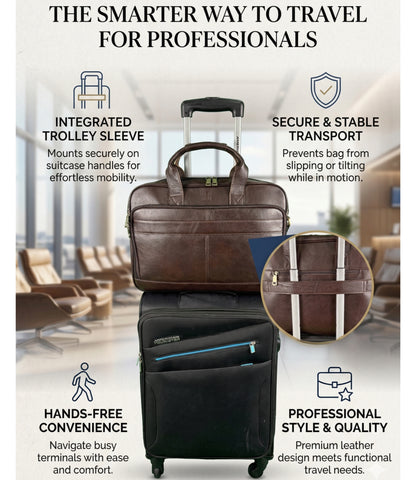 Genuine Leather Briefcase for Men | 15" Laptop Messenger Bag | Coffee | Hideclusive