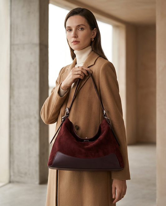The Luxury Suede Hobo Bag for Women | Frosted Cowhide Leather | Hideclusive