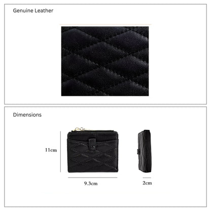 Quilted Leather Wallet for Women | 7 Card Slots & Zipper Pocket | Hideclusive
